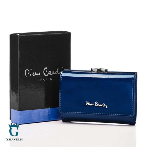 Mały damski portfel Pierre Cardin na bigiel niebieski