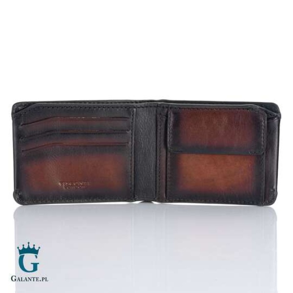 Cienki portfel efekt przypalanej skóry Visconti MT-92 RFID – brązowy