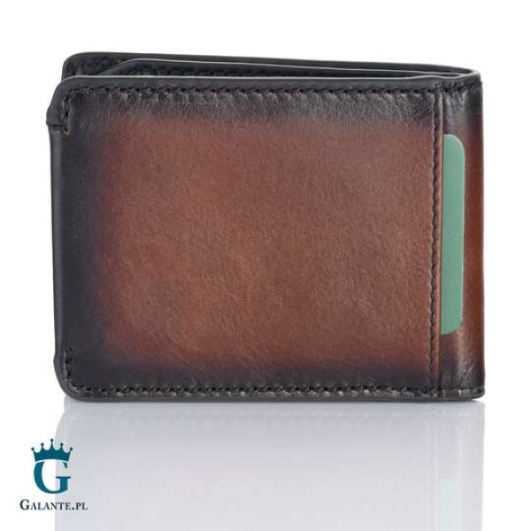 Cienki portfel efekt przypalanej skóry Visconti MT-92 RFID – brązowy