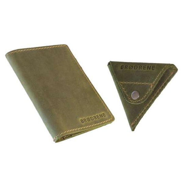 Skórzany Cienki Portfel Slim Wallet Brodrene z Bilonówką SW01+CW – oliwkowy