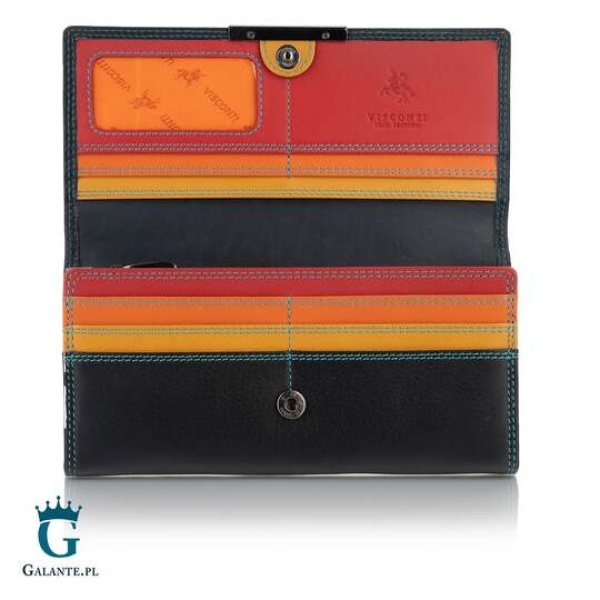 Duży skórzany portfel damski Visconti R-11 czarny