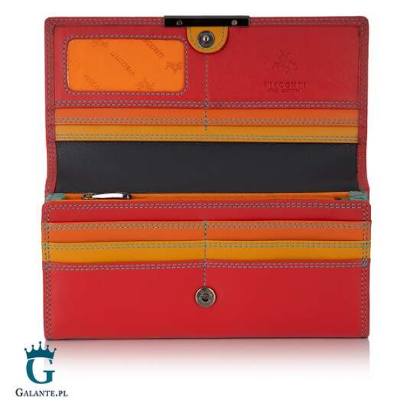 Duży skórzany portfel damski Visconti R-11 czerwony