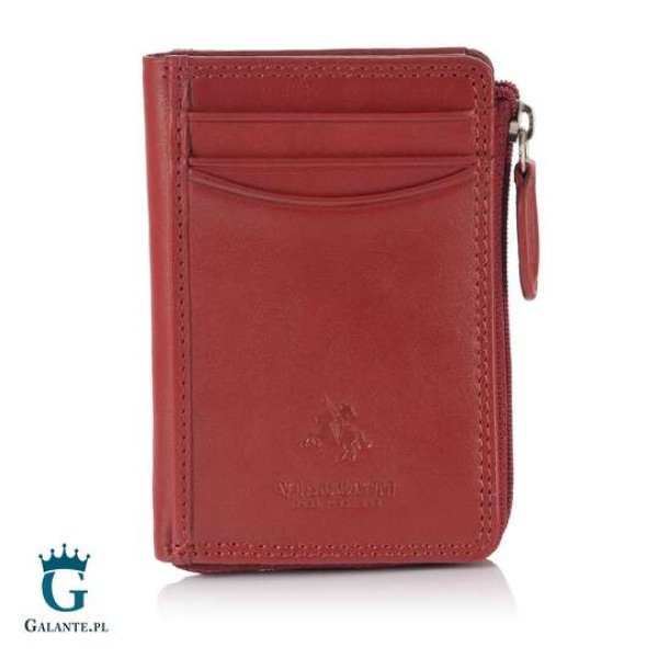 Skórzany portfelik na bilon i karty Visconti czerwony