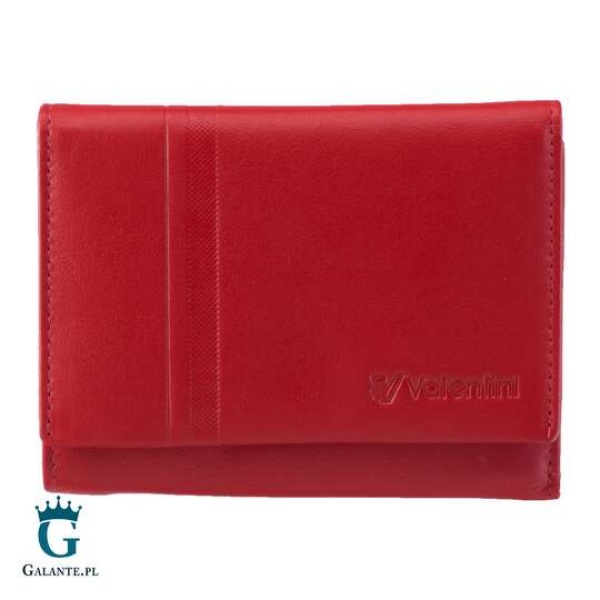 Mały skórzany portfel damski Valentini czerwony