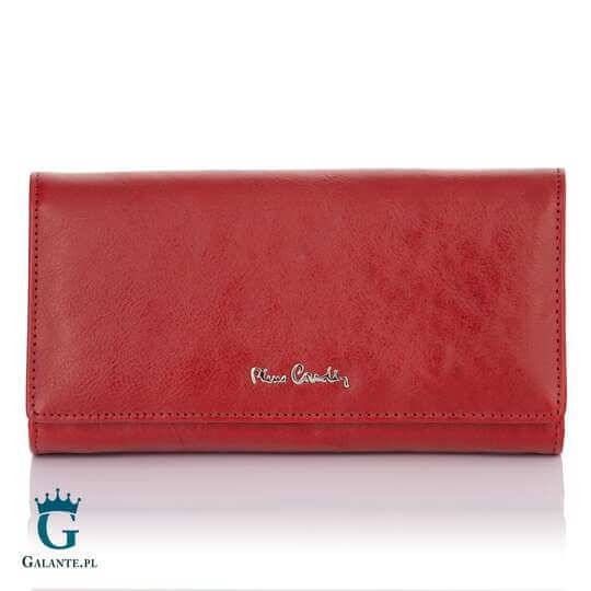 Portfel damski Pierre Cardin ze skóry włoskiej na bigiel czerwony