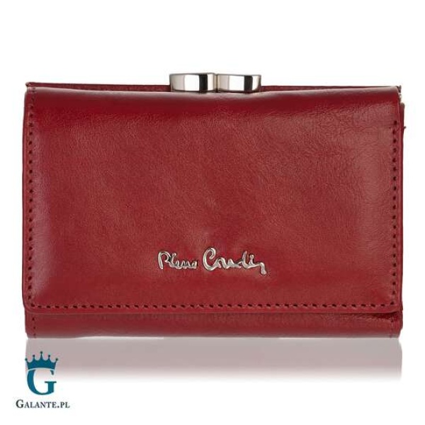 Portfel damski Pierre Cardin ze skóry włoskiej zapinany na bigiel – czerwony