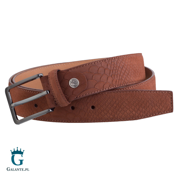 Pasek skórzany wzór skóry węża Lindenmann 620 z klamrą antyalergiczną