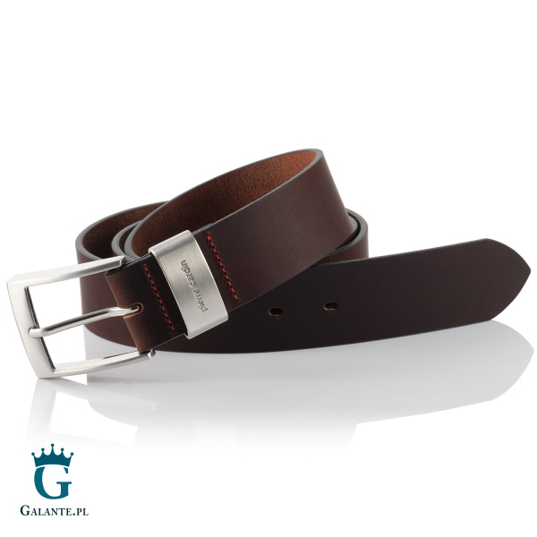 Skórzany pasek męski Pierre Cardin 70007 – Brązowy ciemny