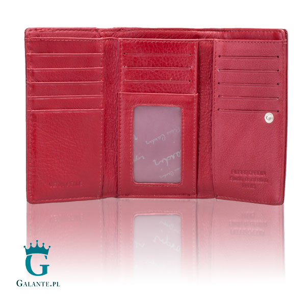 Portfel damski skórzany Pierre Cardin lakier czerwony