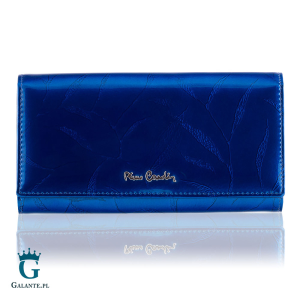 Duży portfel damski Pierre Cardin na zatrzask 02 LEAF 102 – Niebieski