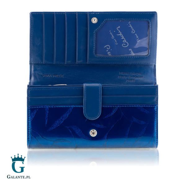 Duży portfel damski Pierre Cardin na zatrzask 02 LEAF 102 – Niebieski