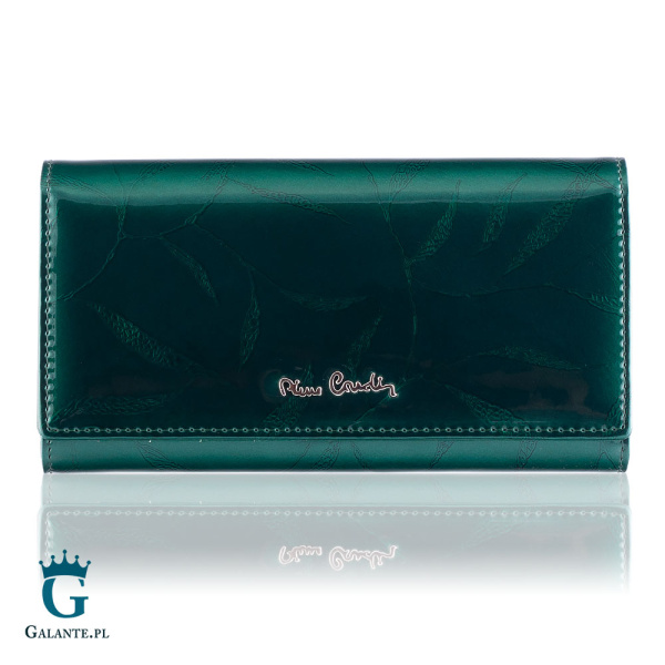 Duży skórzany portfel damski Pierre Cardin zielony