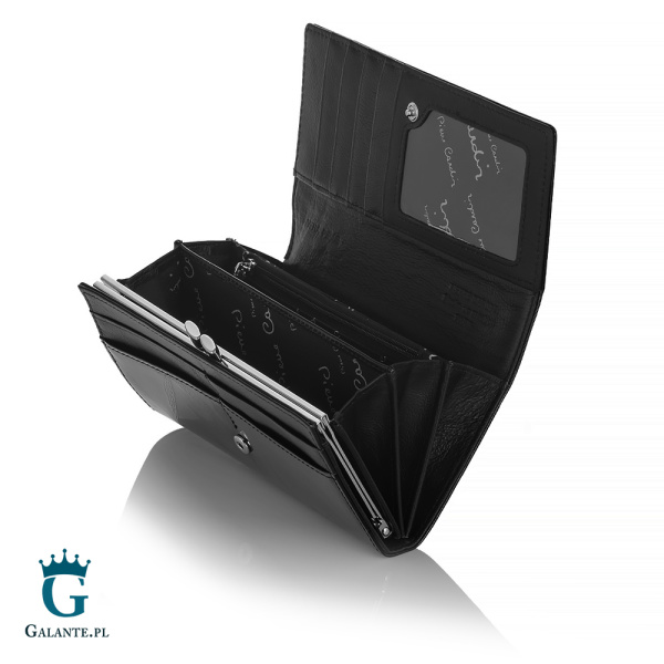 Portfel damski skórzany Pierre Cardin lakier czarny