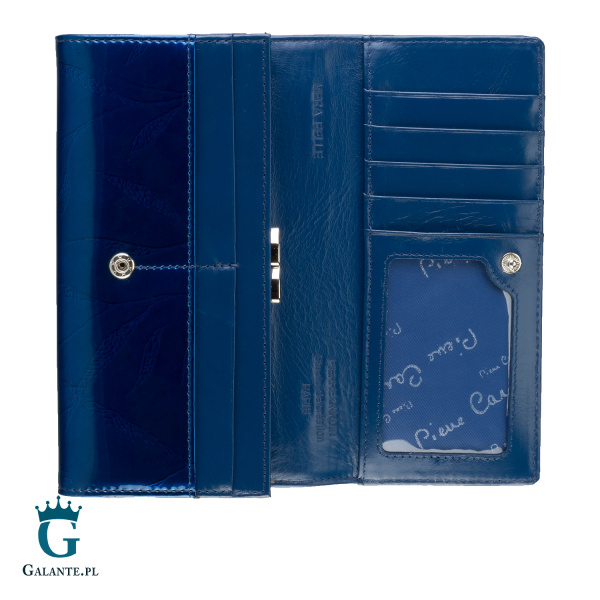 Portfel damski skórzany Pierre Cardin lakier niebieski