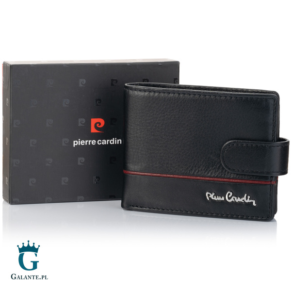 Elegancki portfel męski zapinany Pierre Cardin YS605 323A z RFID – czarno-czerwony