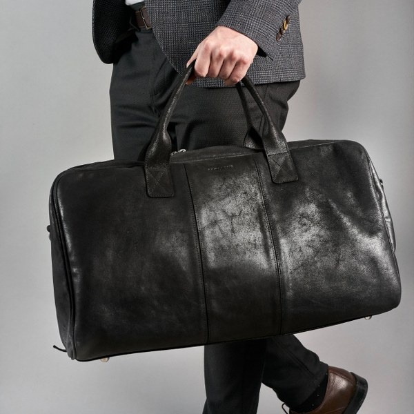 Skórzana torba podróżna na ramię Brodrene BL10 czarna