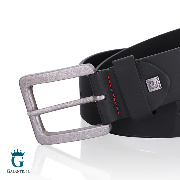 Skórzany pasek męski Pierre Cardin do jeansów 70091 – czarny