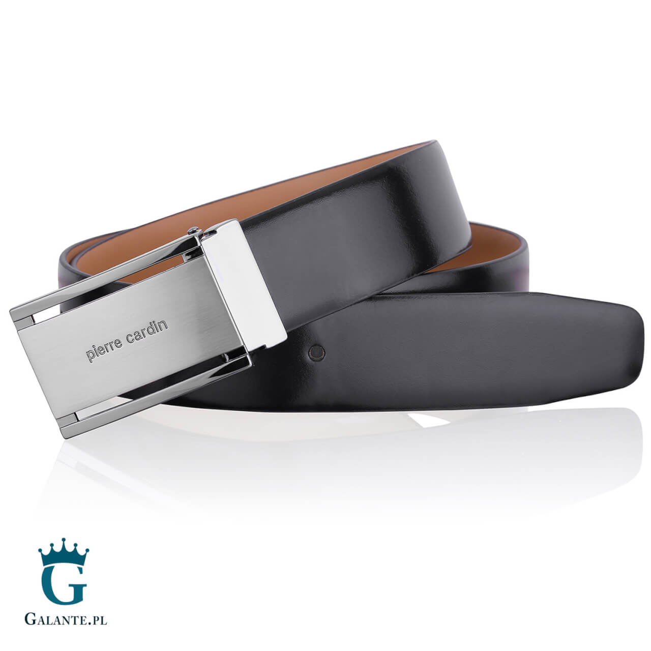 Skórzany pasek męski Pierre Cardin 70007 Czarny