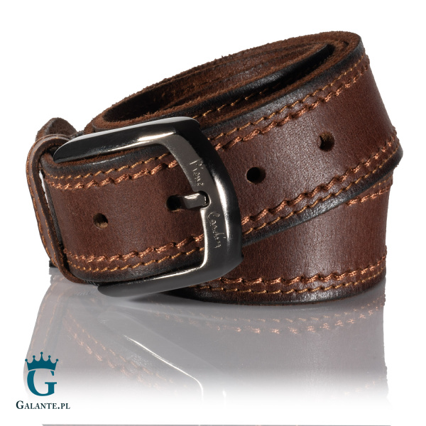 Skórzany pasek męski Pierre Cardin 610 KAM01 – brązowy