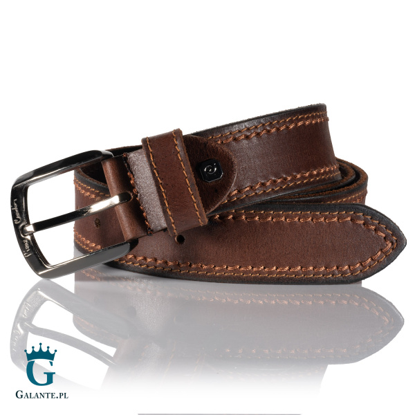 Skórzany pasek męski Pierre Cardin 610 KAM01 – brązowy