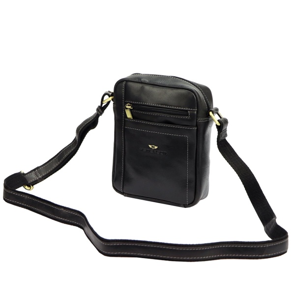 Skórzana saszetka męska PETERSON 117 czarna