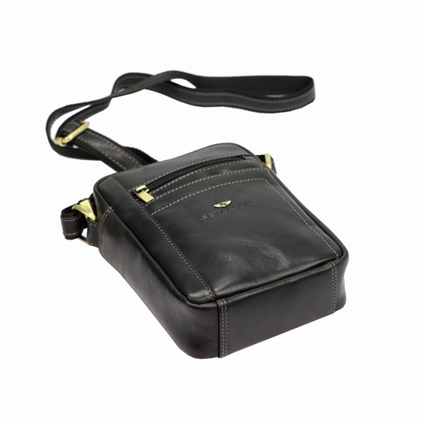 Skórzana saszetka męska PETERSON 117 czarna