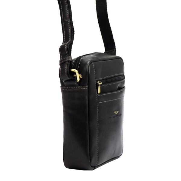 Skórzana listonoszka saszetka męska PETERSON 117 czarna