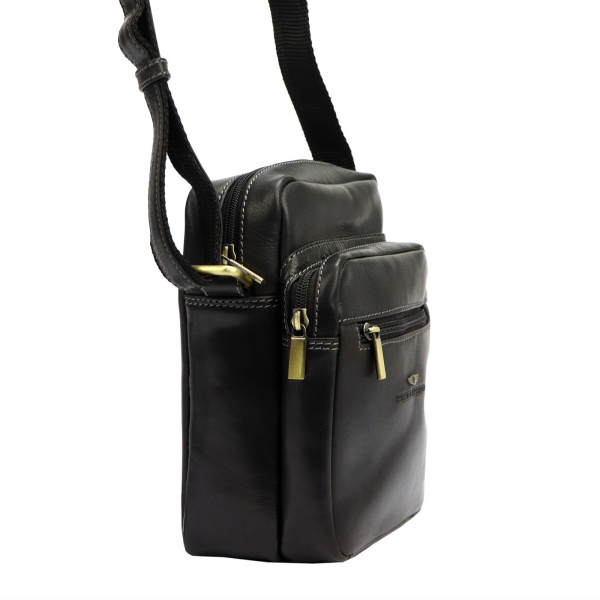 Listonoszka męska ze skóry licowej PETERSON 011 czarna