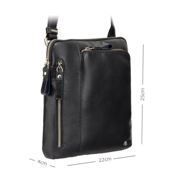 Torba na ramię listonoszka ze skóry licowej Visconti ML-20 – czarna