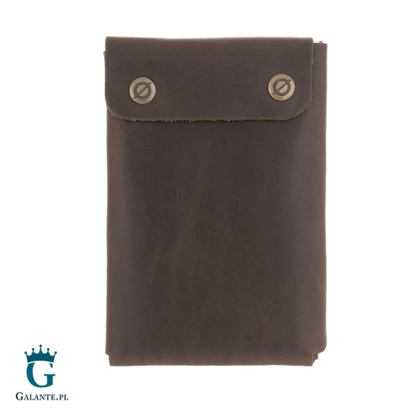 Cienki Portfel Męski Zamszowa Skóra Brodrene W02 – ciemny brąz