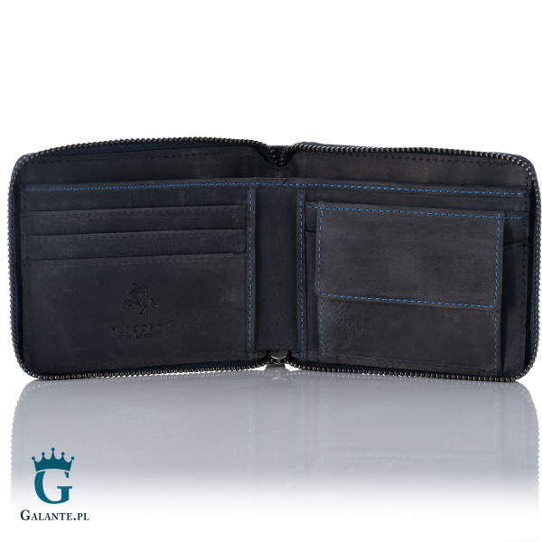 Portfel męski na zamek Visconti V-702 Hunter RFID – granatowy