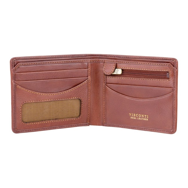 Mały portfel skórzany Visconti TSC-46 RFID – brązowy jasny