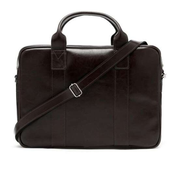 Duża torba na ramię ze skóry licowej Brodrene R01 Brązowa