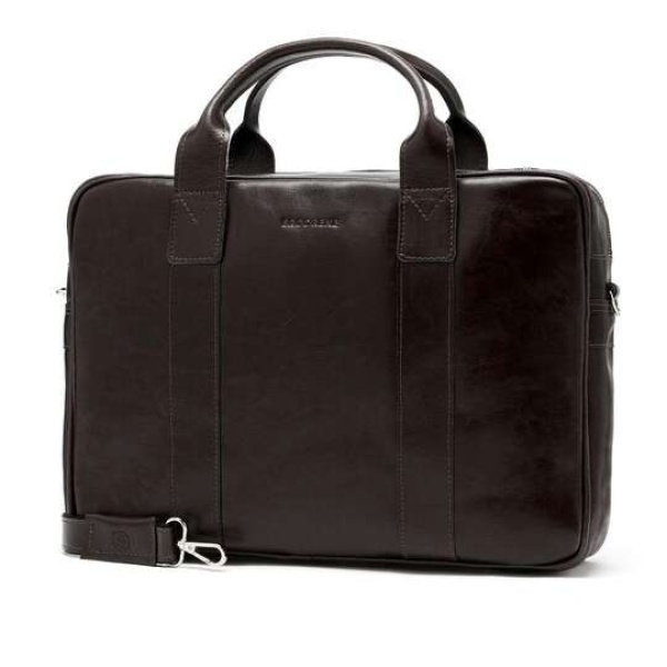 Duża torba na ramię ze skóry licowej Brodrene R01 Brązowa