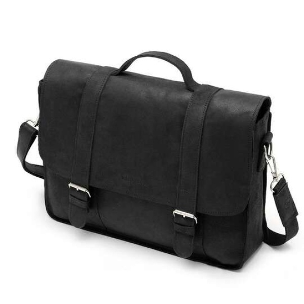 Duża skórzana torba męska na ramię Brodrene Czarna