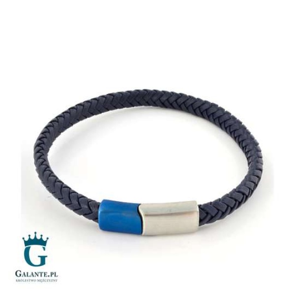 Bransoleta męska skórzana TLB-224 Niebieska