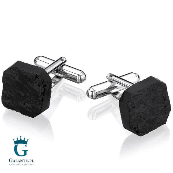 Srebrne spinki do mankietów Bryłka Węgla SMW-004