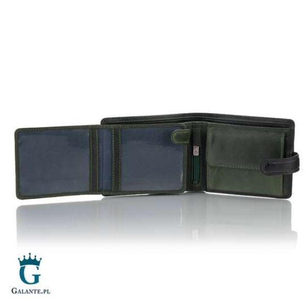 Portfel męski skóra naturalna Visconti TR-35 czarno-zielony