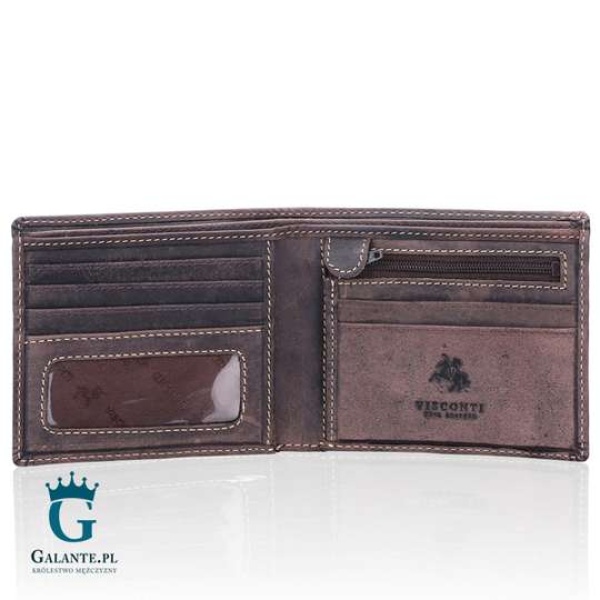 Cienki portfel męski Visconti Hunter V-707 RFID – brązowy
