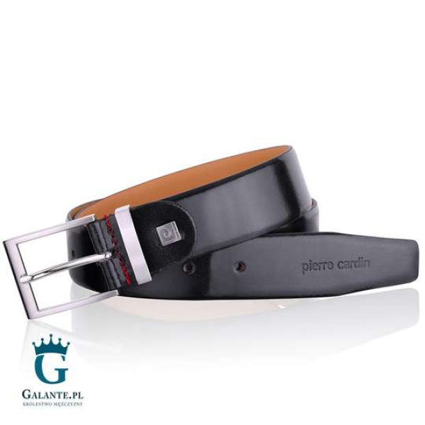 Skórzany pasek męski Pierre Cardin 70125 czarny