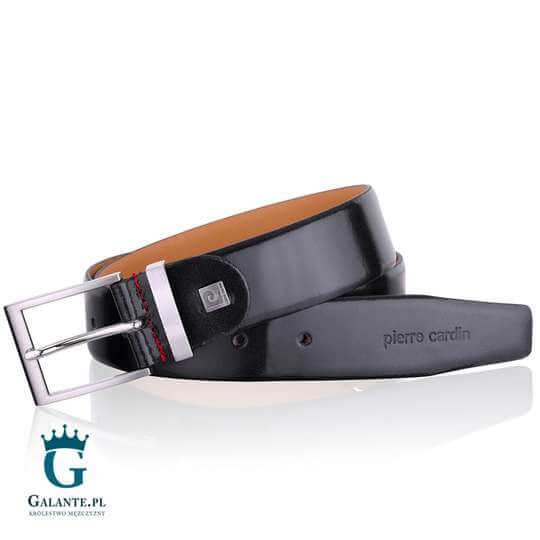 Skórzany pasek męski Pierre Cardin 70308 – brązowy ciemny