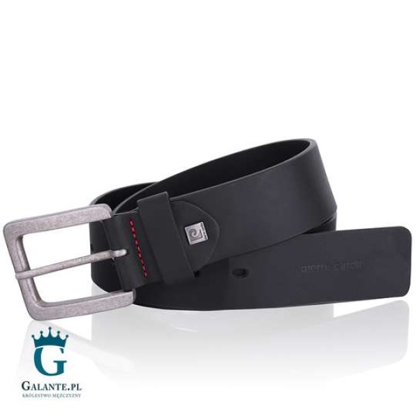Skórzany pasek męski Pierre Cardin do jeansów 70091 – czarny