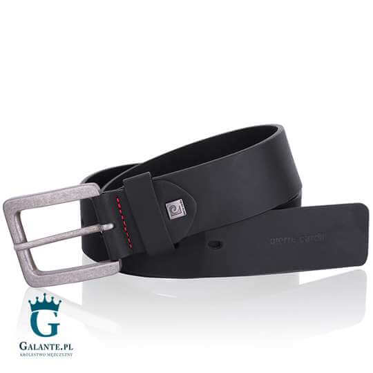 Skórzany pasek męski Pierre Cardin 70007 Czarny