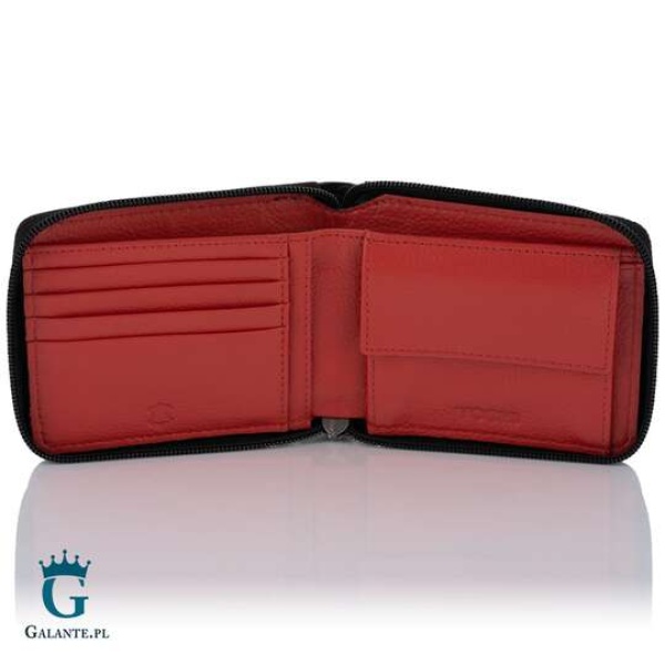 Dwukolorowy skórzany portfel męski Yoshi Y2046 – czerwony