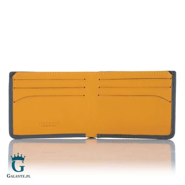 Cienka skórzana banknotówka męska Visconti VSL-42 z RFID – musztardowy