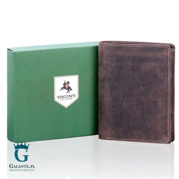 Portfel męski Visconti Nubuk V-709 Hunter RFID – brązowy ciemny