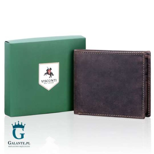 Cienki portfel męski Visconti Hunter V-707 RFID – brązowy