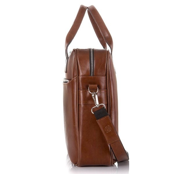 Torba na laptop ze skóry licowej Brodrene R12 jasny brąz