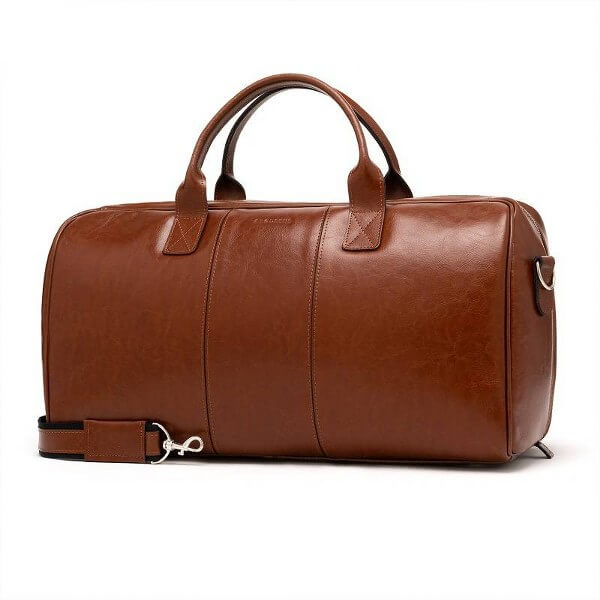 5996-COGNAC_11 Torba podróżna ze skóry naturalnej Brodrene jasny brąz