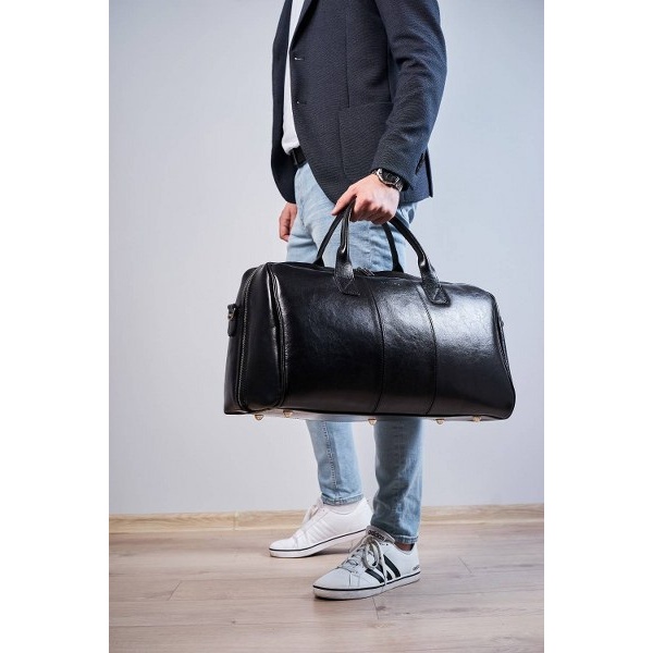 Torba podróżna ze skóry naturalnej Brodrene R10 Czarna